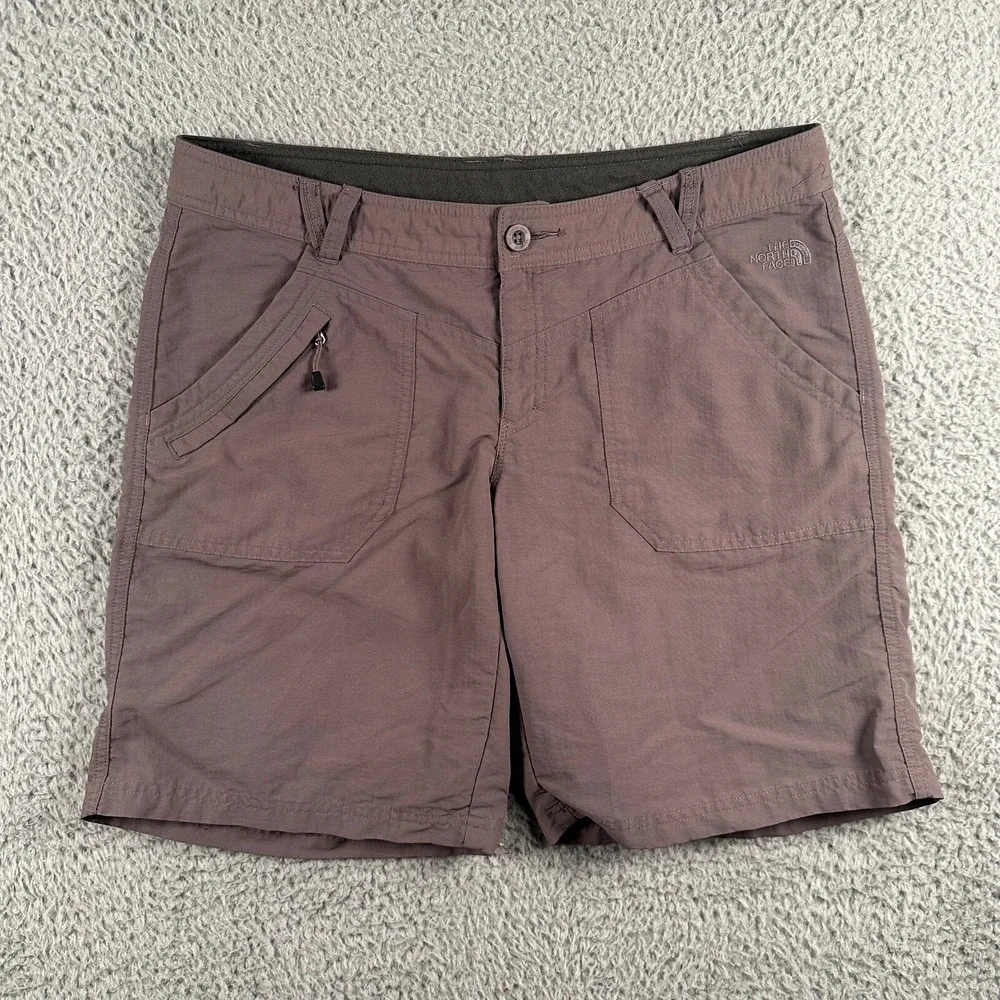North Face Shorts Womens 14 Gray Lightweight Outdoors Hiking Zip Pocket - Picture 1 of 13